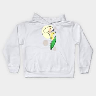 One line art yellow peace lily Kids Hoodie